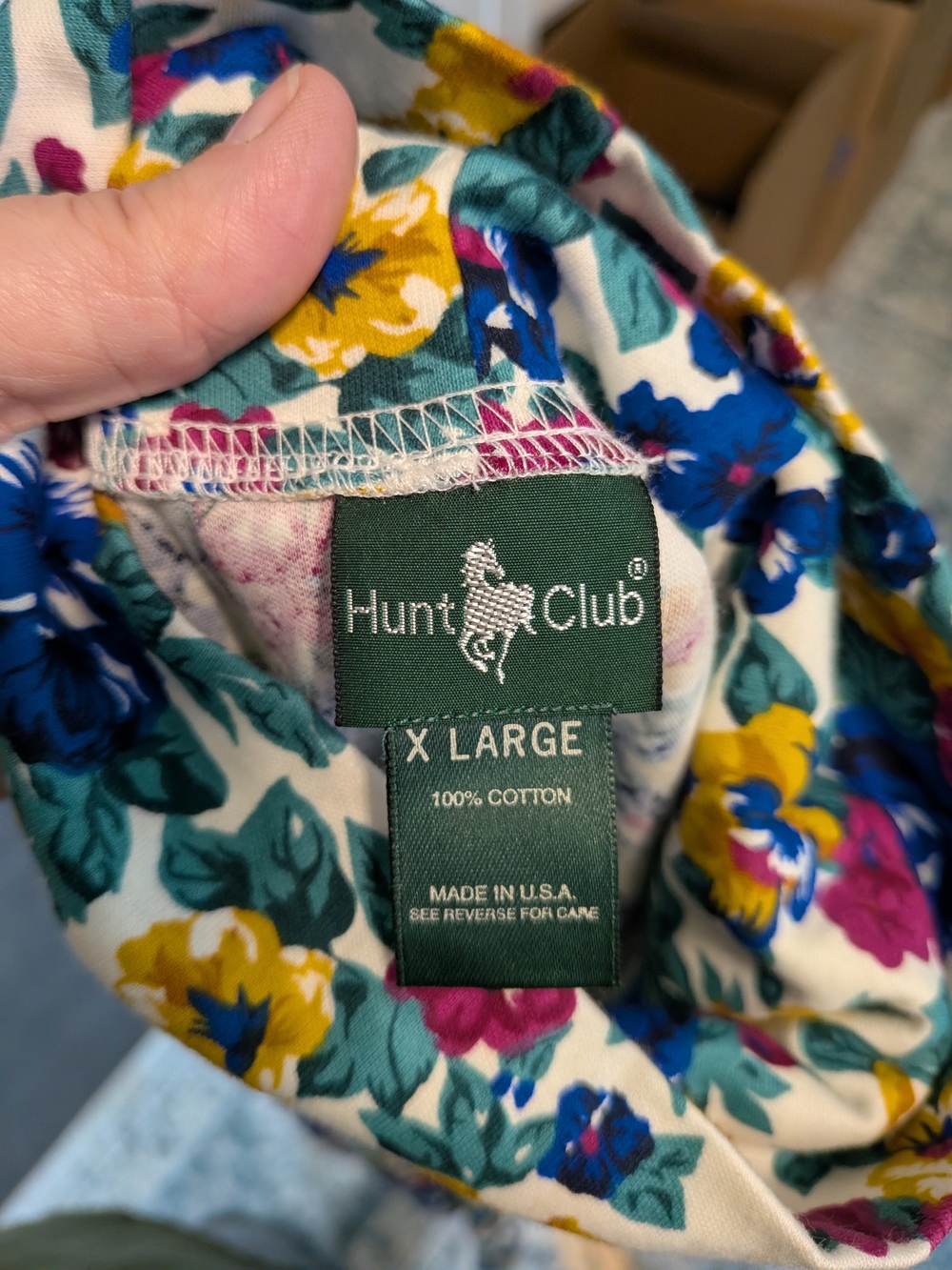 Vintage Hunt Club Made In USA Floral Turtle-Neck - 100% Cotton NWOT Size XL - Picture 5 of 5